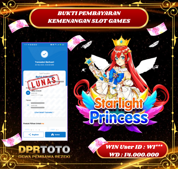 KEMENANGAN BESAR SLOT STARLIGHT PRINCESS Rp.14.000.000 - LUNAS